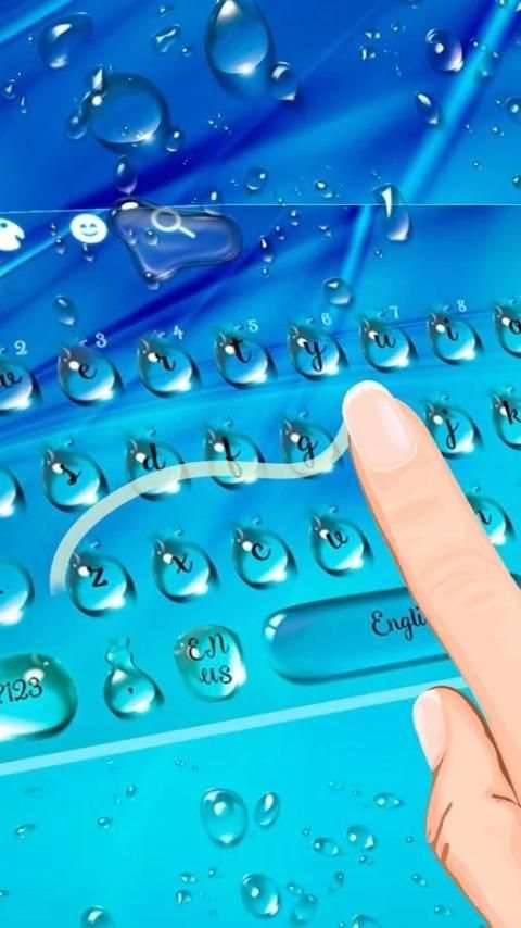 Blue Waterdrops Keyboard Theme скриншот 3
