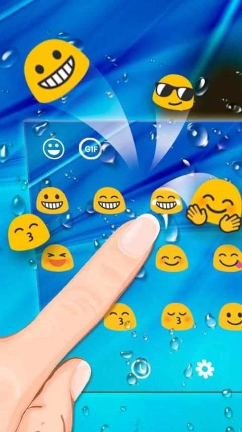 Blue Waterdrops Keyboard Theme скриншот 2