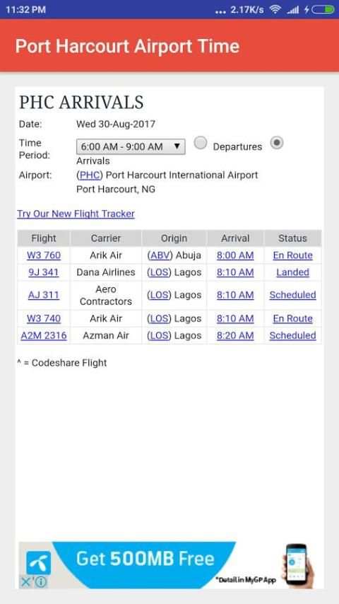 Port Harcourt Airport Flight Time скриншот 2