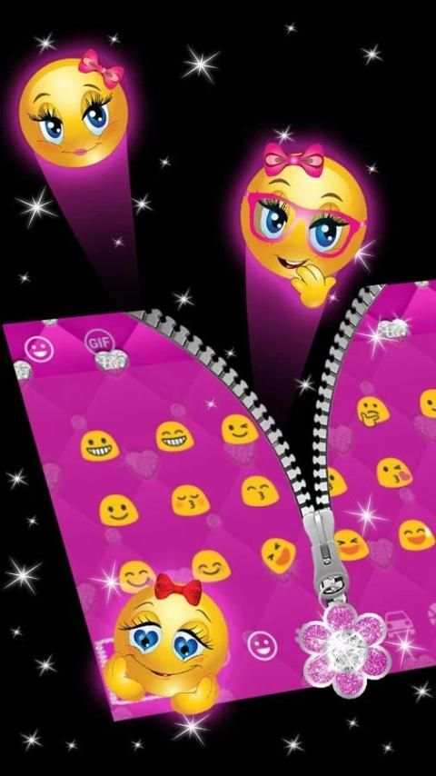 Pink Zipper Girly Diamond Keyboard Theme screenshot 2