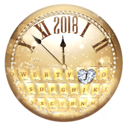 2018 Gold Diamond Clock Keyboard Theme иконка