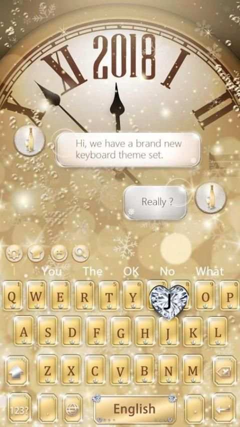 2018 Gold Diamond Clock Keyboard Theme screenshot 1