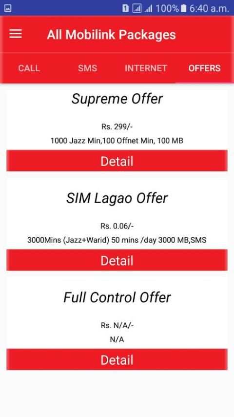 All Mobilink Packages: screenshot 2