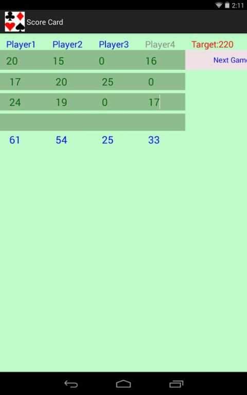 Rummy Score Card स्क्रीनशॉट 2