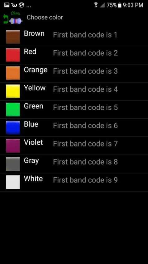 Resistor color codes. screenshot 4