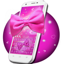 Pink Girls Bow Keyboard Theme أيقونة