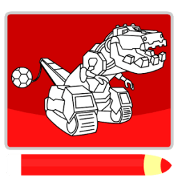 Dinosaur machines coloring icon