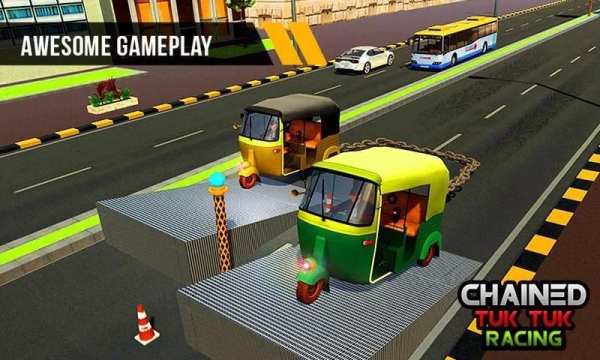 Chained Tuk Tuk 3D-Real Stunts Racing Tracks Rival screenshot 10