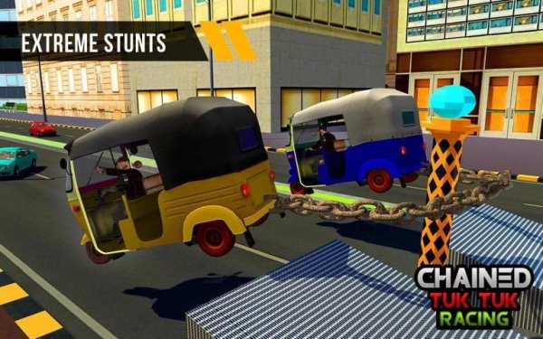 Chained Tuk Tuk 3D-Real Stunts Racing Tracks Rival screenshot 1
