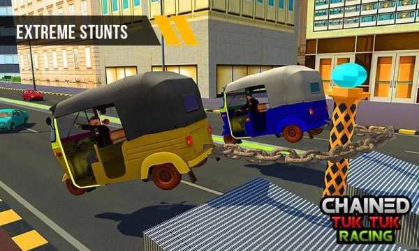 Chained Tuk Tuk 3D-Real Stunts Racing Tracks Rival screenshot 7