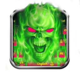 Зеленый череп огня иконка