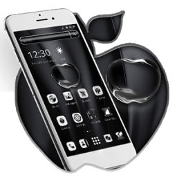 Black Apple Bubble Theme أيقونة