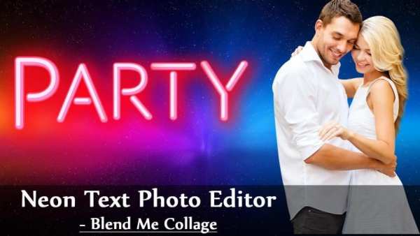 Neon Text Frame Photo Editor - Blend Me Collage скриншот 1