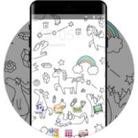 Cute Unicorn Cartoon Theme with Rainbow Wallpaper logo