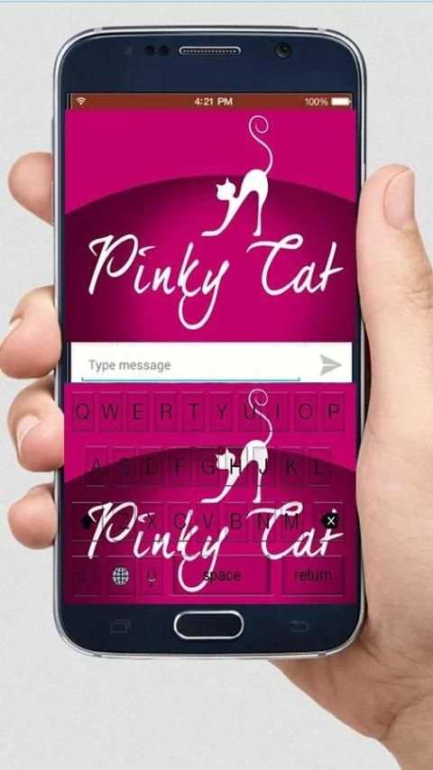 Lovely Pink Cat Keyboard Themes screenshot 3