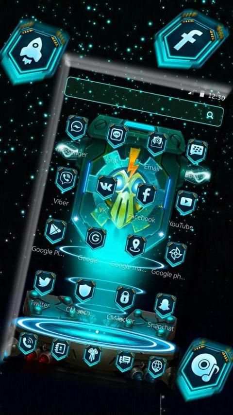 Blue Tech Skull Mobile Theme скриншот 1