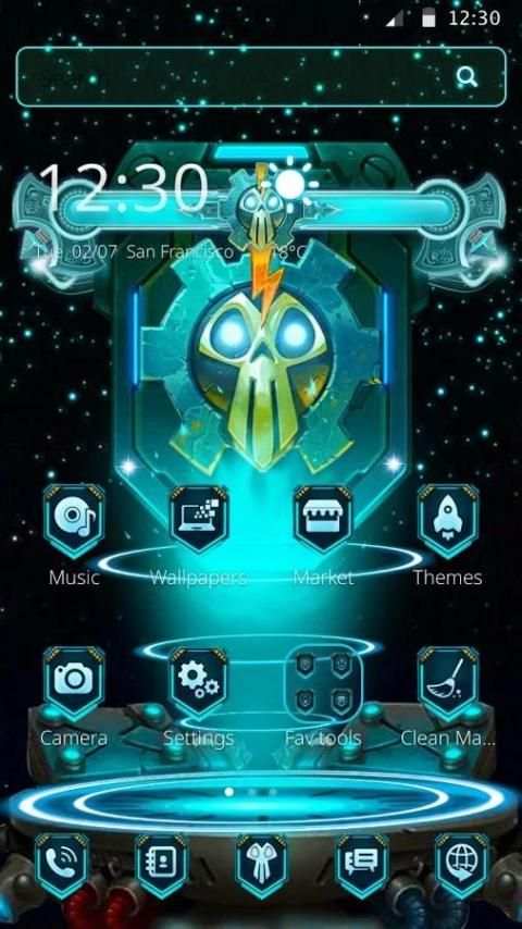 Blue Tech Skull Mobile Theme скриншот 6