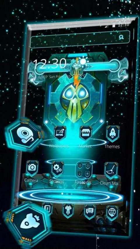 Blue Tech Skull Mobile Theme скриншот 2