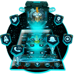 Blue Tech Skull Mobile Theme أيقونة