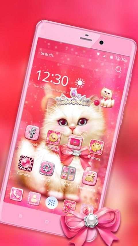 Kitten Pink Rose Theme 2D 4 تصوير الشاشة