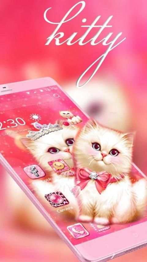 Kitten Pink Rose Theme 2D 5 تصوير الشاشة