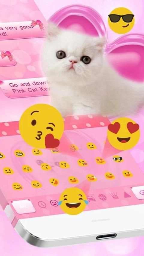 Tema Keyboard Cat Merah muda screenshot 2