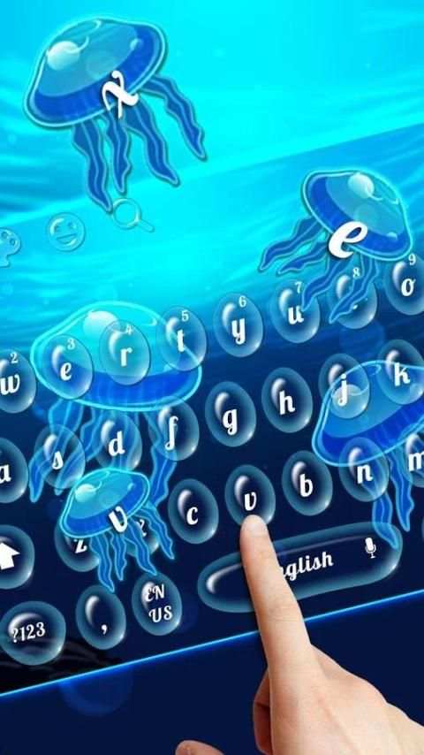 Blue Jellyfish Keyboard Theme скриншот 2