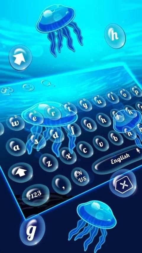 Blue Jellyfish Keyboard Theme скриншот 3