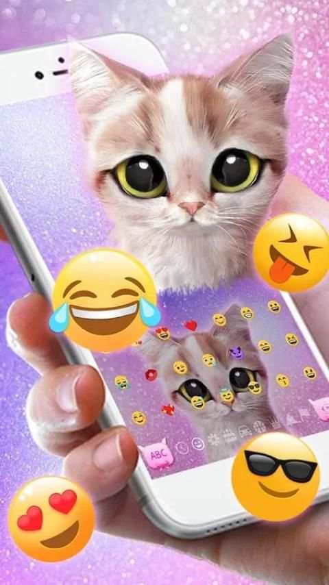 Pink Cute Cat Keyboard Theme скриншот 1