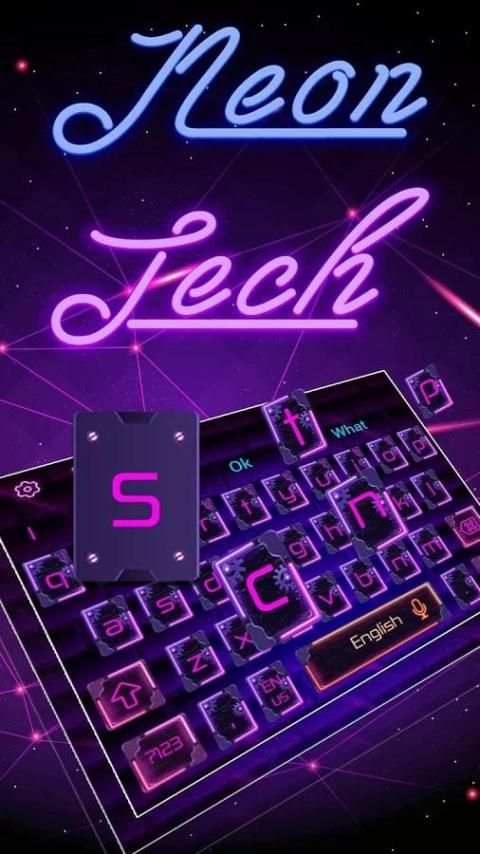 Тема Neon Technology Keyboard скриншот 2