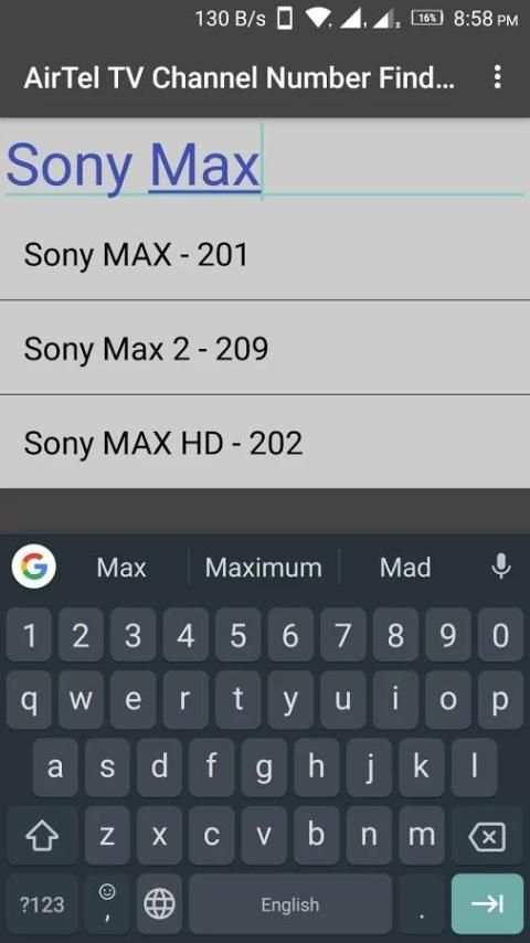 AirTel Digital TV Channel Number Finder screenshot 2