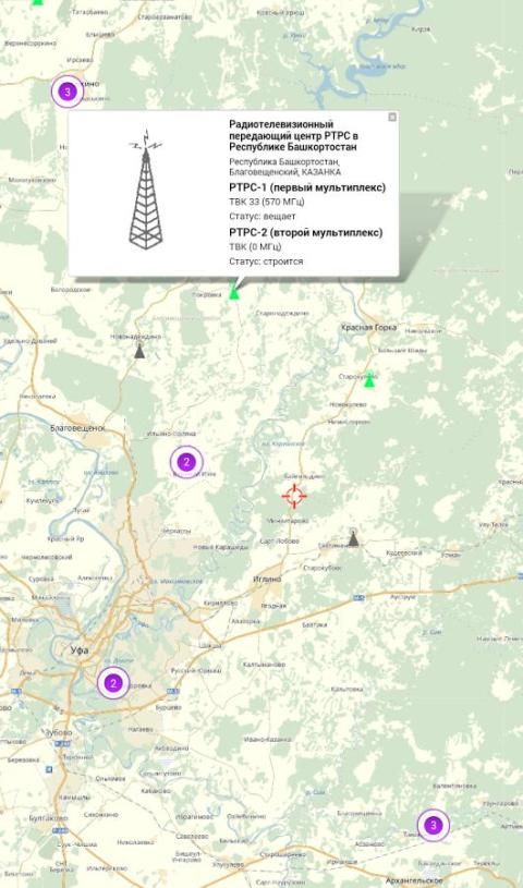 Карта цифровых вышек московской области