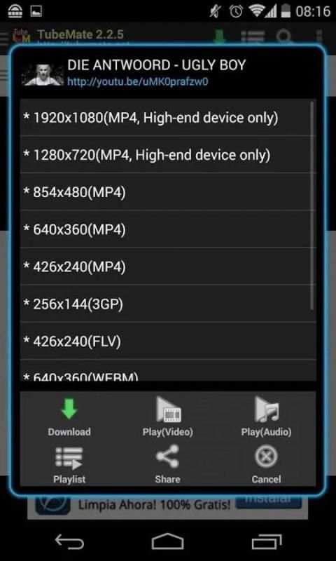 |TubeMate 2.2.9| screenshot 3