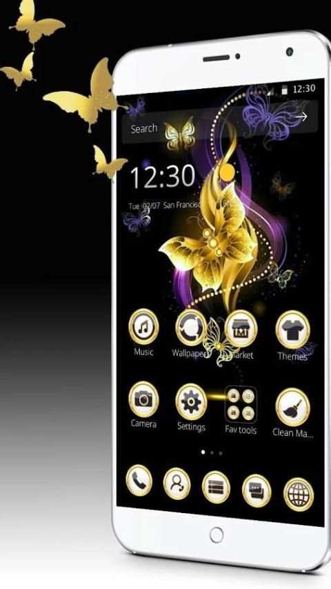 Golden Butterfly theme lock screen White jade screenshot 5
