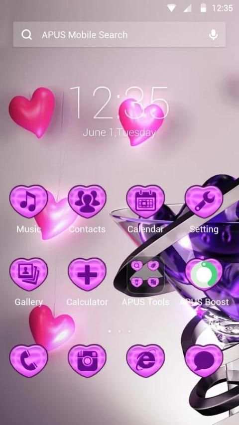 Purple Crystal heart theme screenshot 1