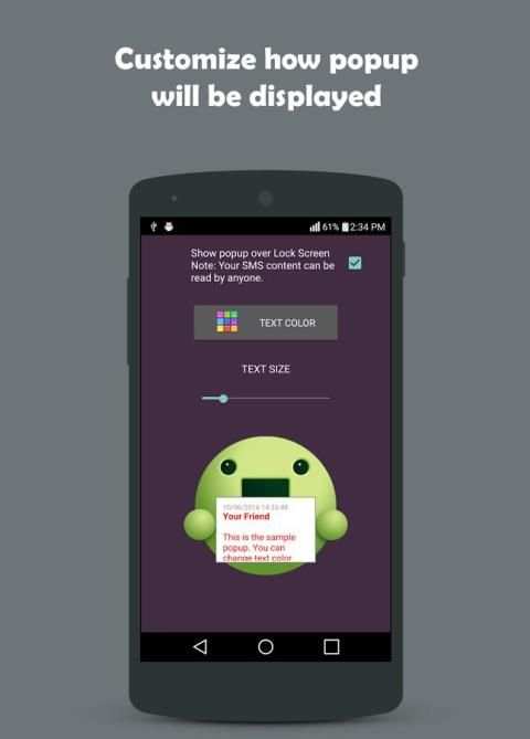Cute SMS Popup Notification 1 تصوير الشاشة