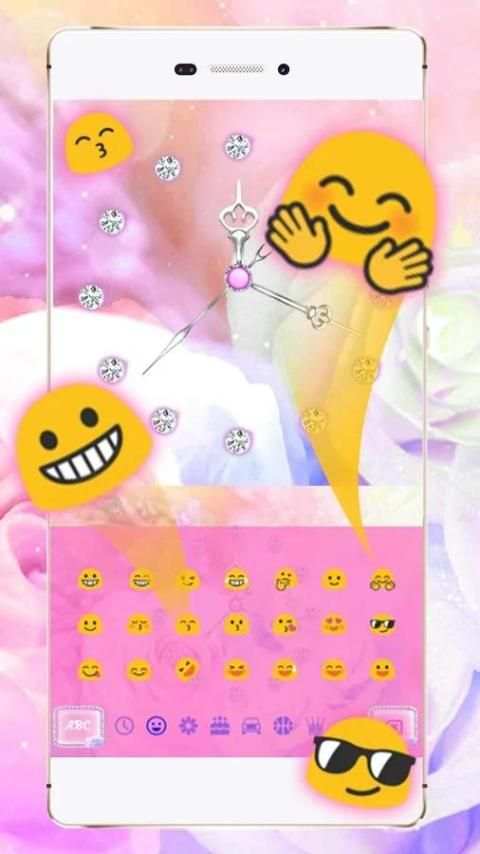 Pink Rose Clock Keyboard скриншот 3