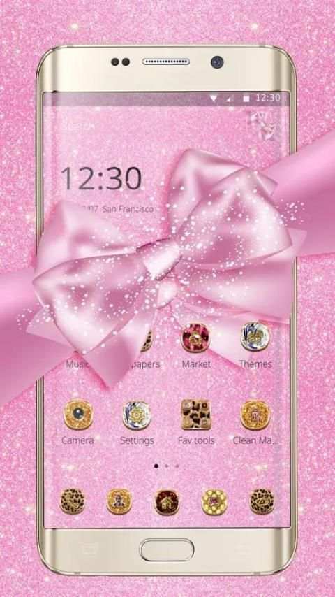 Pink Shining Cute Bow Theme screenshot 4
