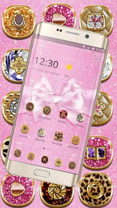 Pink Shining Cute Bow Theme screenshot 3
