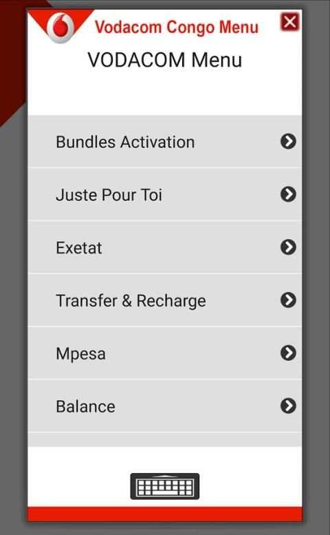 Vodacom Congo Menu screenshot 1