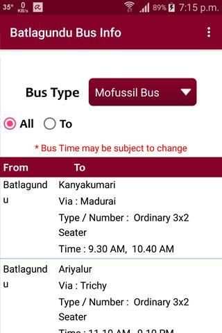 Batlagundu Bus Info स्क्रीनशॉट 2