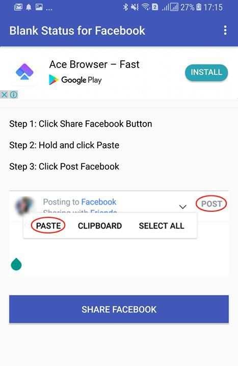 Blank Status for Facebook स्क्रीनशॉट 1