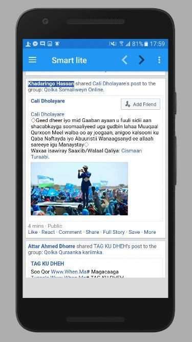 Smart Lite For facebook and Twitter screenshot 1