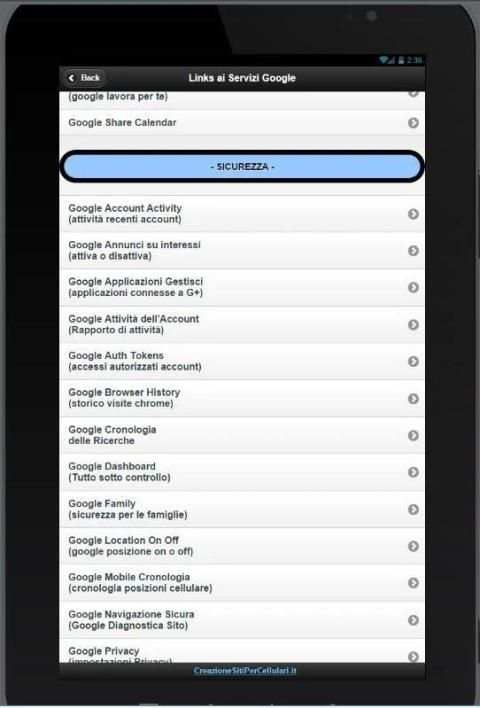 Links ai Servizi © Google screenshot 1