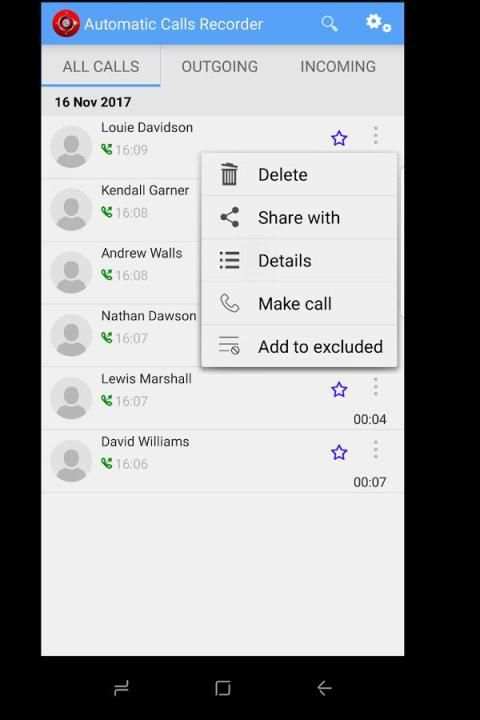 Automatic Calls Recorder screenshot 1