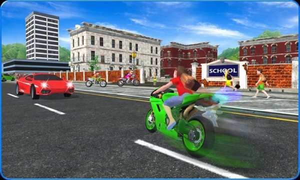 Kids School Highway Traffic Bike Racing скриншот 15
