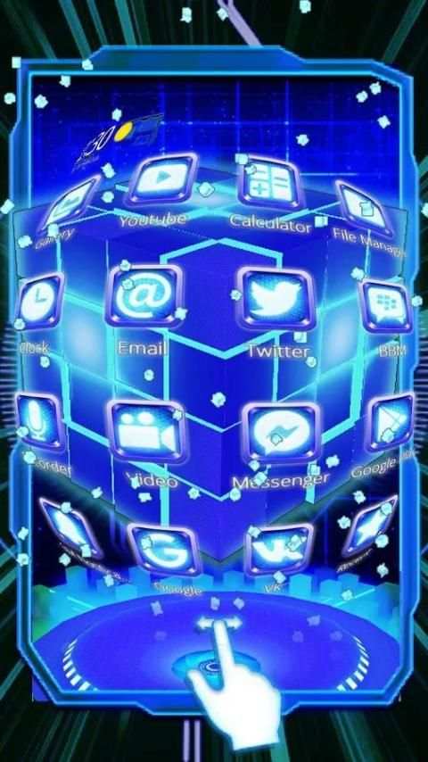 3D Sparkle Neon Cube Theme 5 تصوير الشاشة