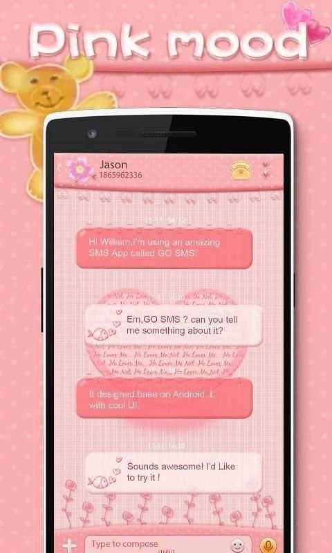 GO SMS PRO PINKMOOD THEME 5 تصوير الشاشة