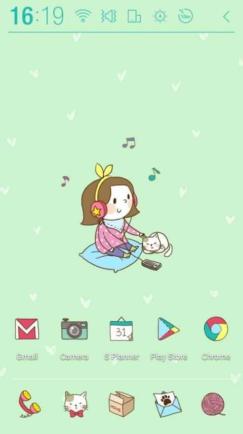 Girl n cat Green Atom Theme screenshot 6