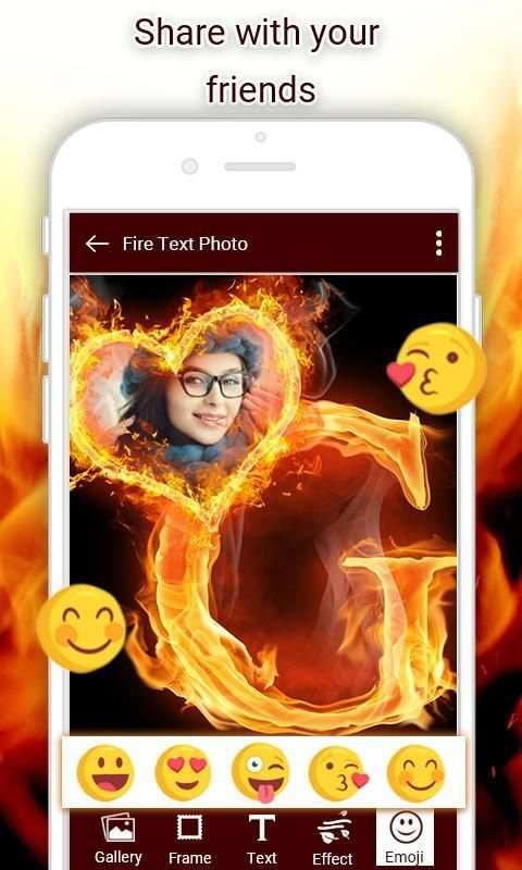 Fire Text Photo Frame स्क्रीनशॉट 2